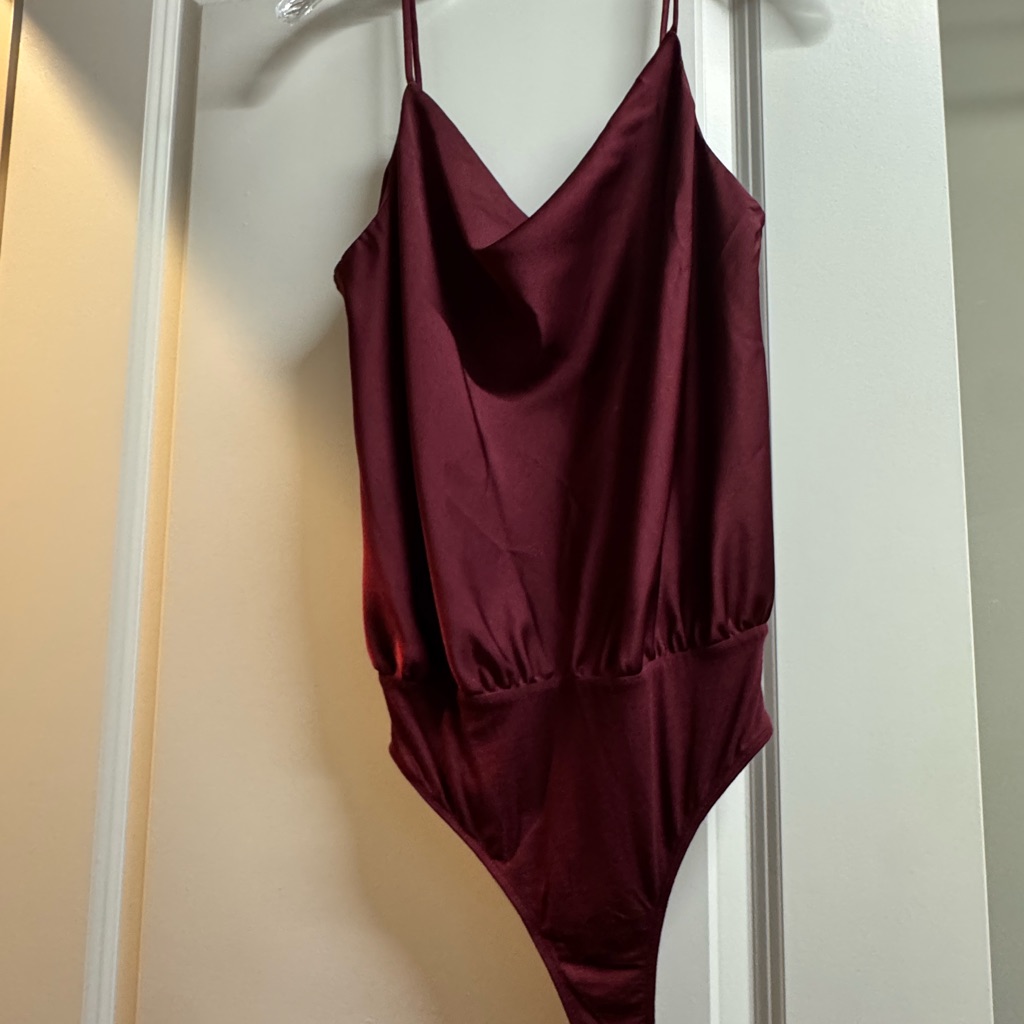 Lulu's Red Bodysuit Classic V-Neck Top